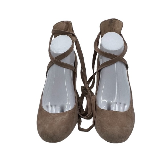 Jessica Simpson Venya Suede Totally Taupe Ankle Wrap Block Heels Size 9 Women's - Picture 3 of 10